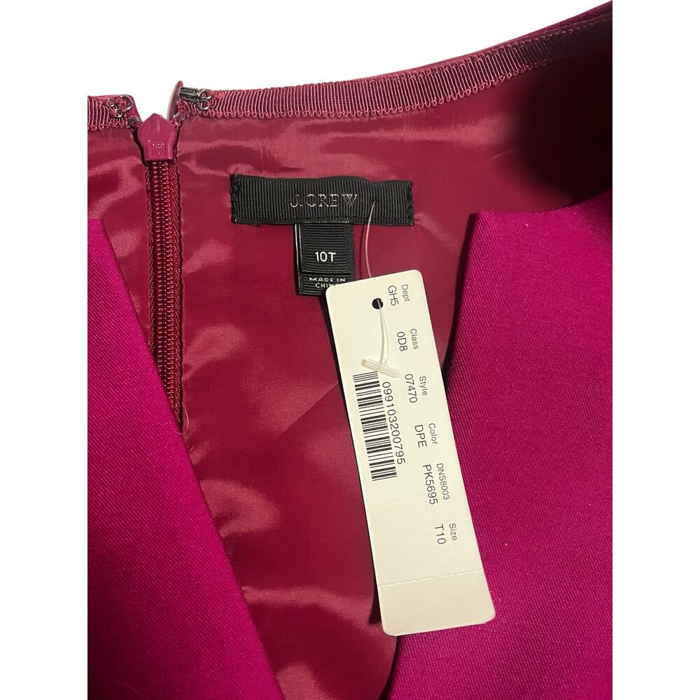 J Crew Split-Neck Wool-Silk Suit Sheath Dress *Pockets* 10T 10 Tall Berry 07470 - Picture 5 of 10